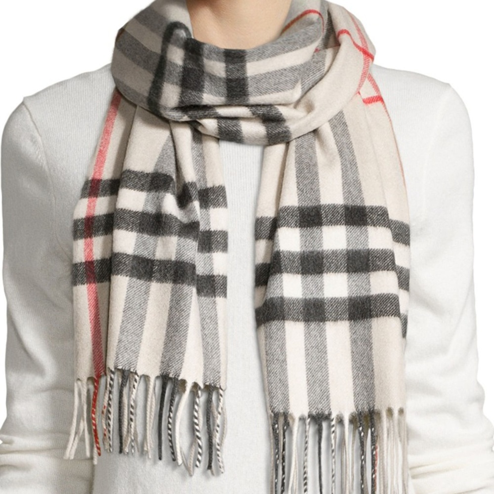 Burberry Stone Check Cashmere Scarf